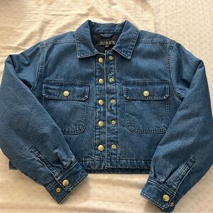 J. Crew Blue Bomber Jacket with Gold Buttons